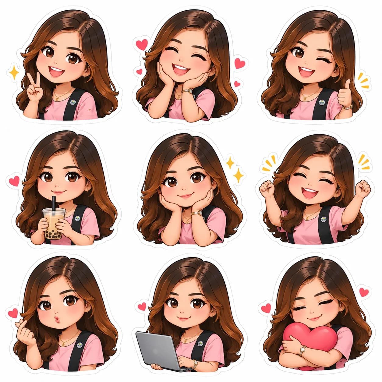 Pink outfit chibi stickers