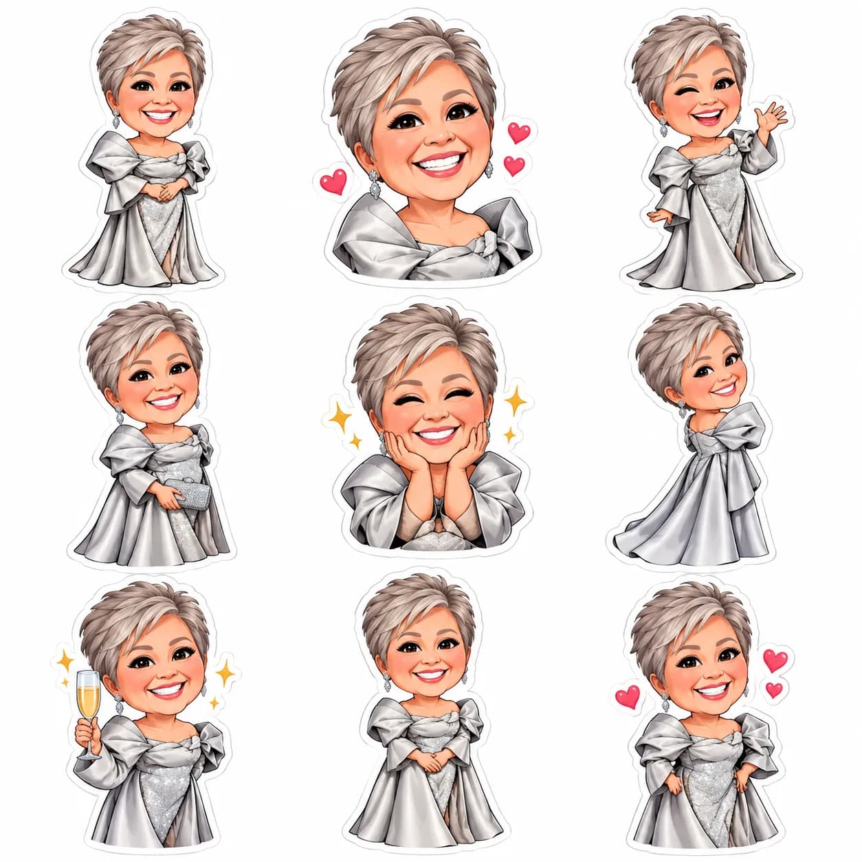 Silver-haired chibi stickers