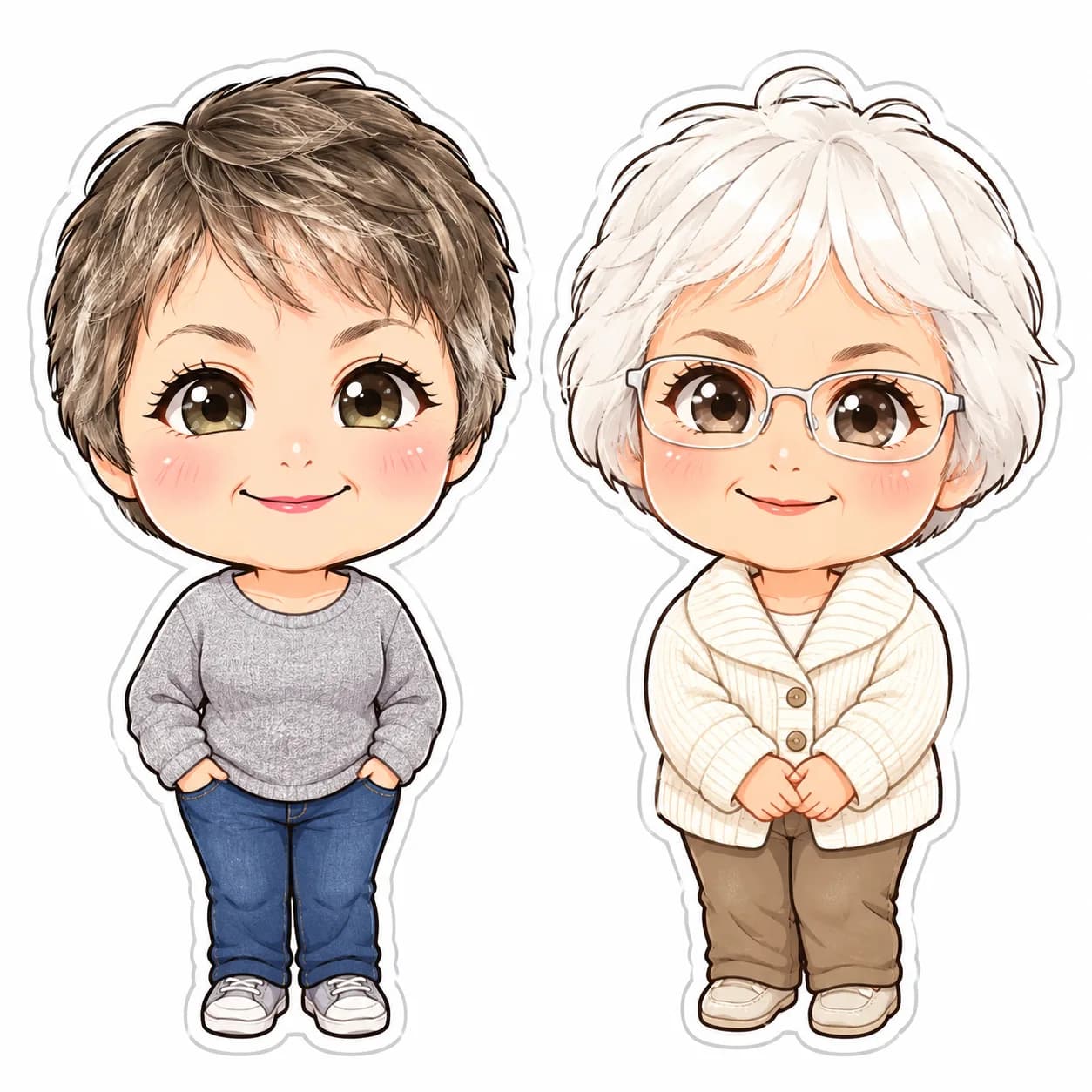 Silver-haired chibi couple