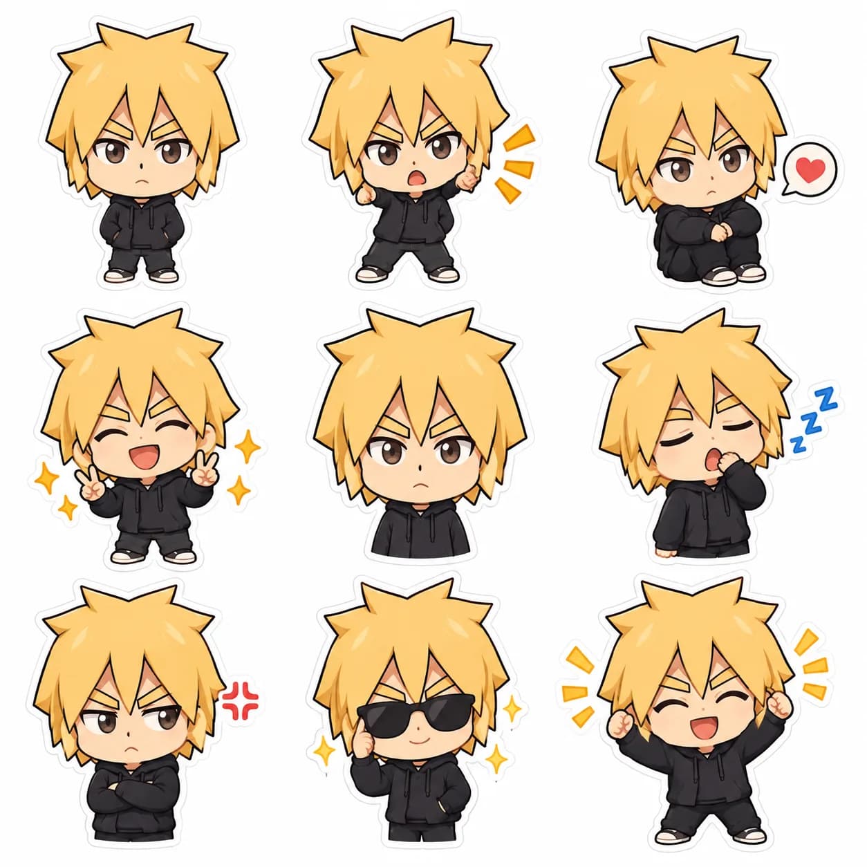 Blond anime stickers