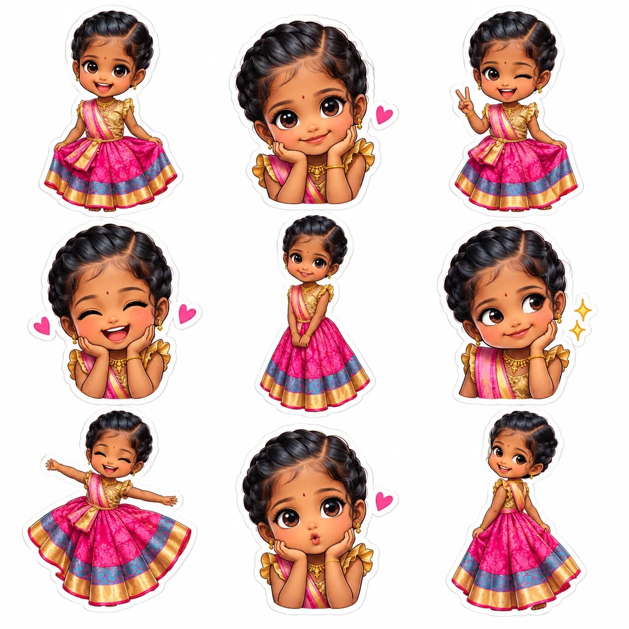Rainbow dress chibi stickers