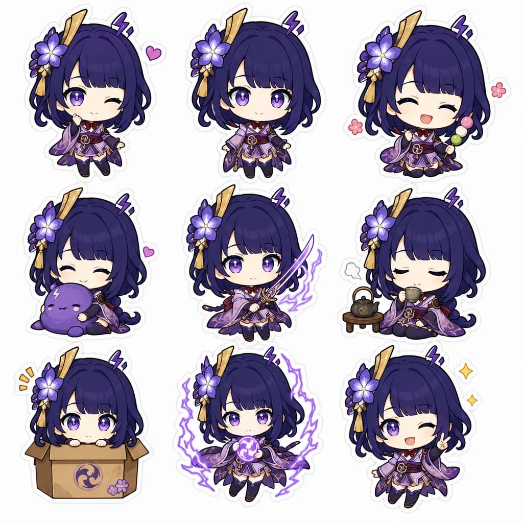 Purple anime stickers