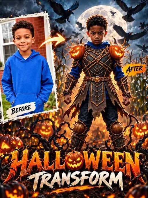 Halloween AI effect: Pumpkin Warrior
