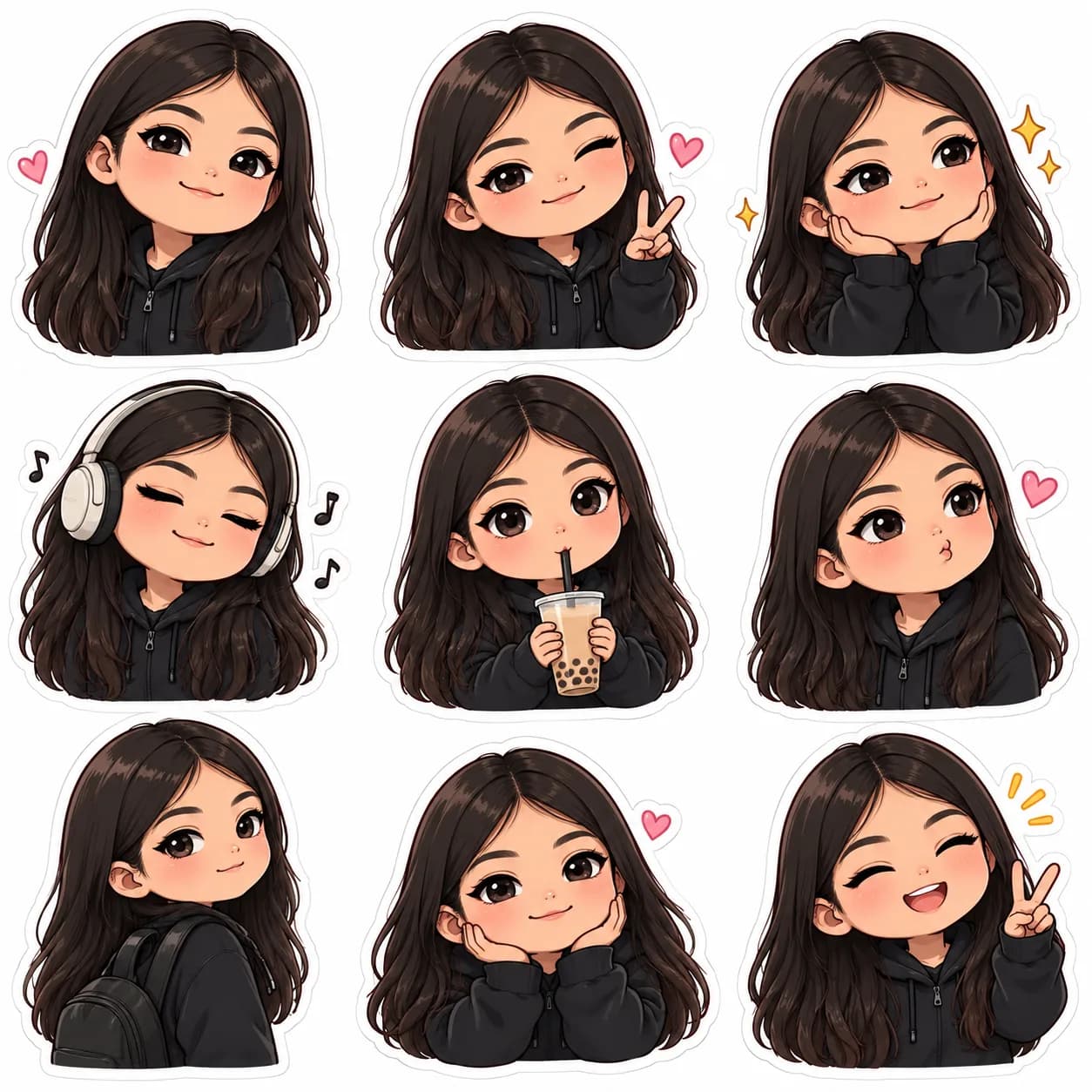 Chibi expression stickers