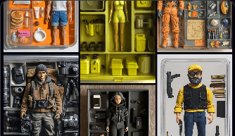 AI Action Figure Generator example showing premium collectible photography, molded material detail, and retail-ready presentation